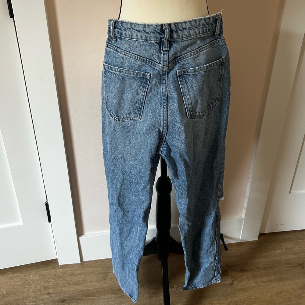 Zara Straight Leg Jeans Distressed